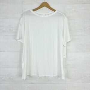 NWT Lululemon Relaxed Fit Boatneck T‎ Shirt Sz 10 White Pima Cotton Short Sleeve